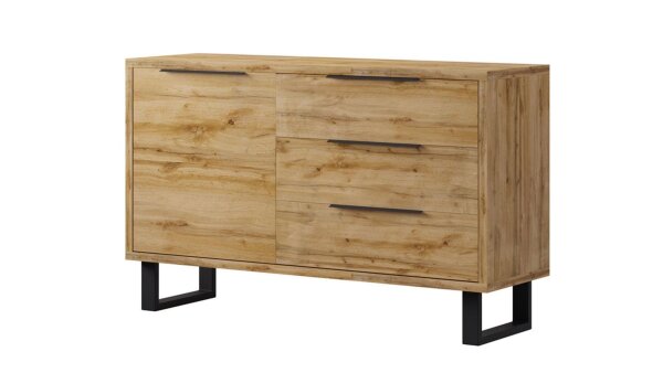 Kommode HALLE WM Sideboard Wotan Eiche mit Metall 144 cm