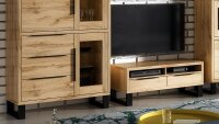 Wohnwand HALLE WM Set in Wotan Eiche mit Metall 3-teilig