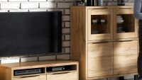 Wohnwand HALLE WM Set in Wotan Eiche mit Metall 3-teilig
