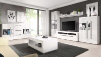 Wohnzimmer Set TULSA Komplettset 6-tlg weiß Hochglanz