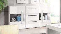 Wohnzimmer Set TULSA Komplettset 6-tlg weiß Hochglanz