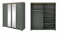 4-teiliges Schlafzimmer-Set EVORA Eiche Lefkast Dekor grün
