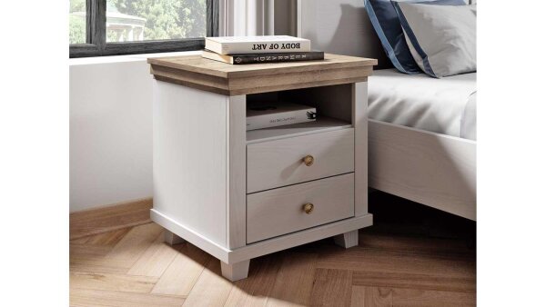 Nachttisch EVORA Eiche Lefkast Dekor Abisko Ash 52x42 cm