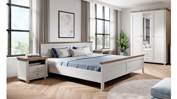 Schlafzimmer-Set 4tlg. EVORA Eiche Lefkast Dekor Abisko Ash