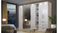 Drehtürenschrank OPTIMA in weiß Hochglanz Dekor 80x64 cm
