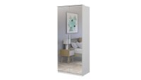 Drehtürenschrank OPTIMA in weiß Hochglanz Spiegel 182x64