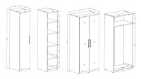 Drehtürenschrank OPTIMA in weiß Hochglanz Spiegel 182x64