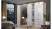 Drehtürenschrank OPTIMA in weiß Hochglanz Spiegel 182x64