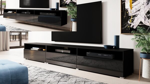 TV-Board ATHENS schwarz Hochglanz hängend oder stehend