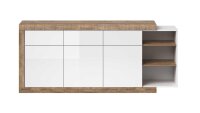 Sideboard SINTRA Kommode weiß Samdal Eiche Hochglanz