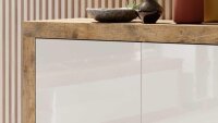 Sideboard SINTRA Kommode weiß Hochglanz Eiche 220cm