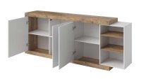 Sideboard SINTRA Kommode weiß Hochglanz Eiche 220cm