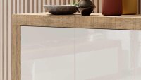 Sideboard SINTRA Kommode weiß Hochglanz Eiche 180 cm