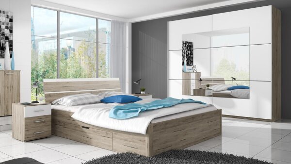 Schlafzimmer BERLIN Set 4-teilig Bettanlage San Remo weiß
