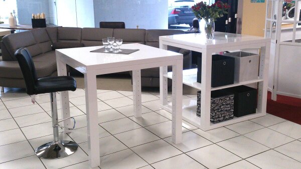 Bartisch Stehtisch SPIZY Hochglanz weiß Warenträger Dekoobjekt