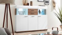 Highboard LIGHT LINE 2 weiß matt Lack und Eiche...