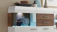 Highboard LIGHT LINE 2 weiß matt Lack und Eiche inkl. LED