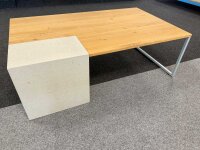 Couchtisch Media Massiv Asteiche hell Betonoptik ca. 125x43x75 cm