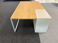 Couchtisch Media Massiv Asteiche hell Betonoptik ca. 125x43x75 cm