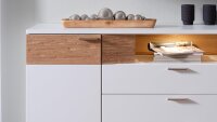 Sideboard OSLO weiß matt lackiert und Asteiche hell Massivholz