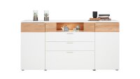 Sideboard OSLO weiß matt lackiert und Asteiche hell Massivholz