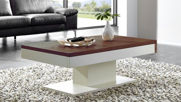 Couchtisch LIGHT LINE 3 weiß matt Lack Kanada Eiche 125x75
