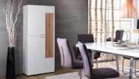 Highboard OSLO weiß matt lackiert Designblende Asteiche Massivholz