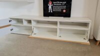 Wohnwand LIGHT LINE 5 weiß matt Lack Eiche massiv TV-Board