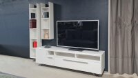 Wohnwand LIGHT LINE 5 weiß matt Lack TV-Board und...