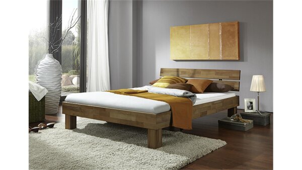 Futonbett JENNY Wildeiche massiv geölt 180x200 mit Kopfteil