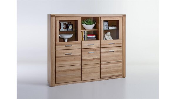 Highboard TABEA Schrank Vitrine Kernbuche teilmassiv