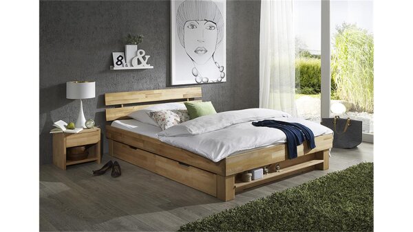 Futonbett JUDITH Kernbuche massiv geölt 140x200