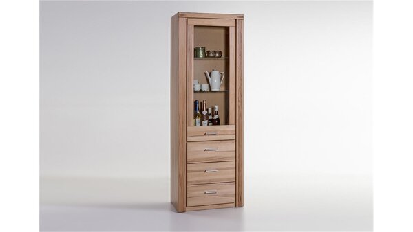 Vitrine TABEA Standvitrine Kernbuche teilmassiv 66x200 cm