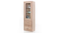 Vitrine TABEA Standvitrine Wildeiche Bianco teilmassiv 66 cm