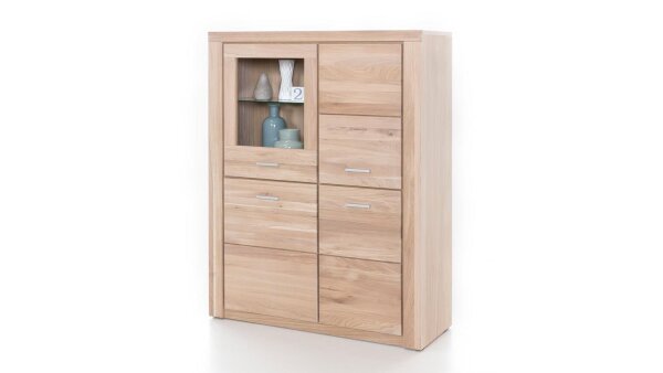 Vitrine TABEA Wildeiche Bianco teilmassiv 108x140 cm