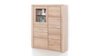Vitrine TABEA Wildeiche Bianco teilmassiv 108x140 cm
