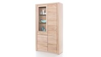 Vitrine TABEA Wildeiche Bianco teilmassiv Glas 108x200 cm