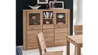 Highboard TABEA Wildeiche Bianco teilmassiv Glas 155 cm