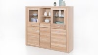 Highboard TABEA Wildeiche Bianco teilmassiv Glas 155 cm