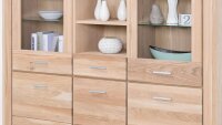 Highboard TABEA Wildeiche Bianco teilmassiv Glas 155 cm