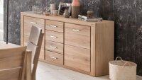 Sideboard TABEA Wildeiche Bianco teilmassiv Glas 155 cm