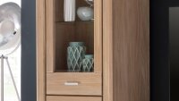 Wohnwand TABEA Wildeiche Bianco teilmassiv Glas 4-teilig