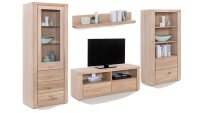 Wohnwand TABEA Wildeiche Bianco teilmassiv Glas 4-teilig