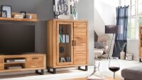 Vitrine TINA Highboard Vitrinenschrank Eiche teilmassiv...