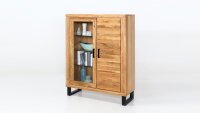 Vitrine TINA Highboard Vitrinenschrank Eiche teilmassiv...