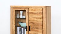 Vitrine TINA Highboard Vitrinenschrank Eiche teilmassiv geölt 110x140