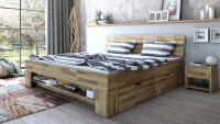 Futonbett SARAH Schubkastenbett Wildeiche massiv 140x200