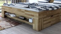 Futonbett SARAH Schubkastenbett Wildeiche massiv 140x200