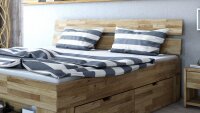 Futonbett SARAH Schubkastenbett Wildeiche massiv 140x200