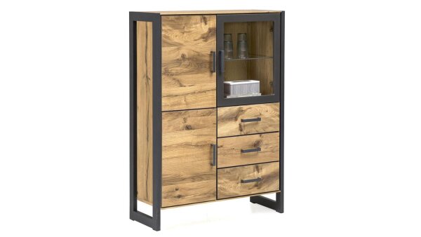 Highboard 2263 JANNE Vitrine in Eiche furniert 98 cm